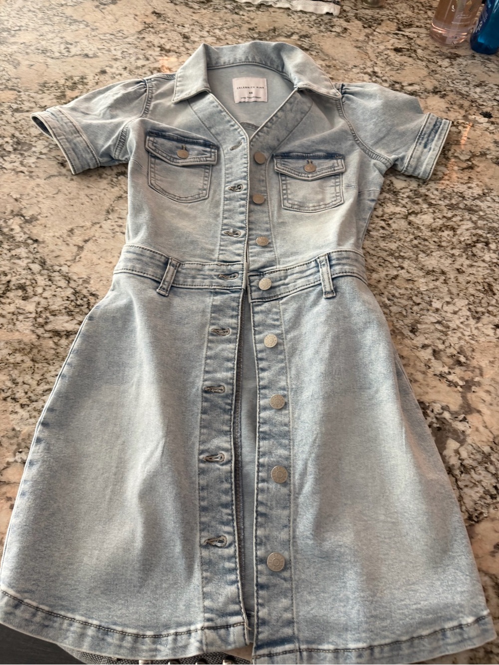 NWOT Light Blue Denim Button-Front Juniors Dress